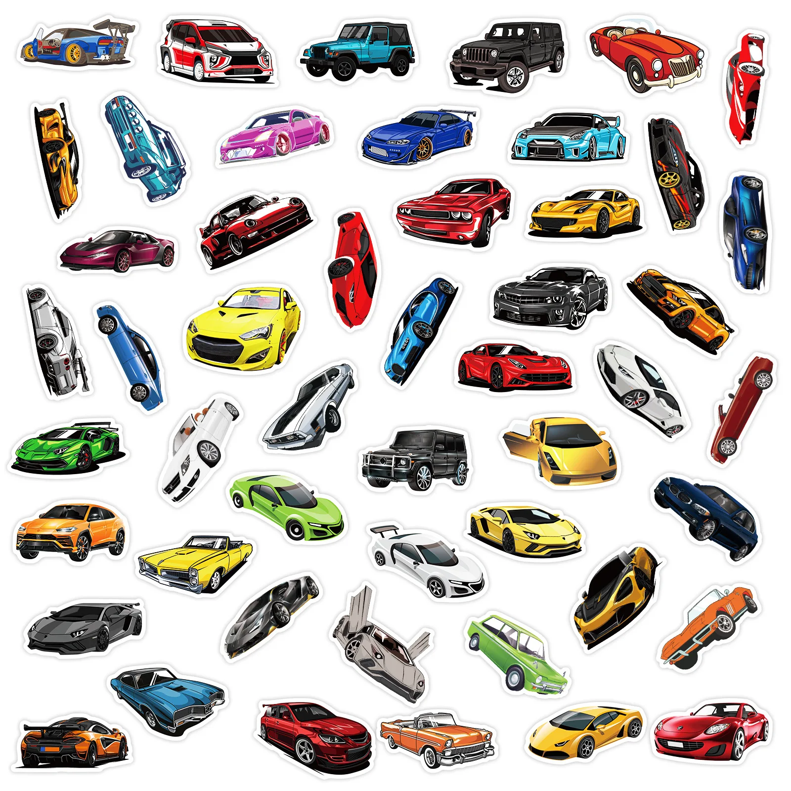 50pcs Supercar Racing Trendy Cool Personalized DIY Stickers