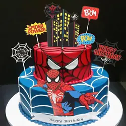 MINISO Super Hero Spiderman Cake Topper Cupcake Toppers Cake Decorations Avengers Ornaments Kids Birthday Party Cake Decorations