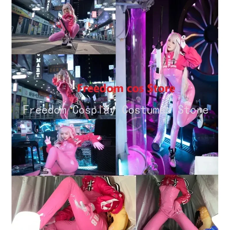 ♥   Новинка 2024, аниме, Алиса Никке, карнавальный костюм Irelia H Store Victory, розовый сексуальный комбинезон, парик, куртка, костюм на Хэллоуин ★ ☆ ly99
