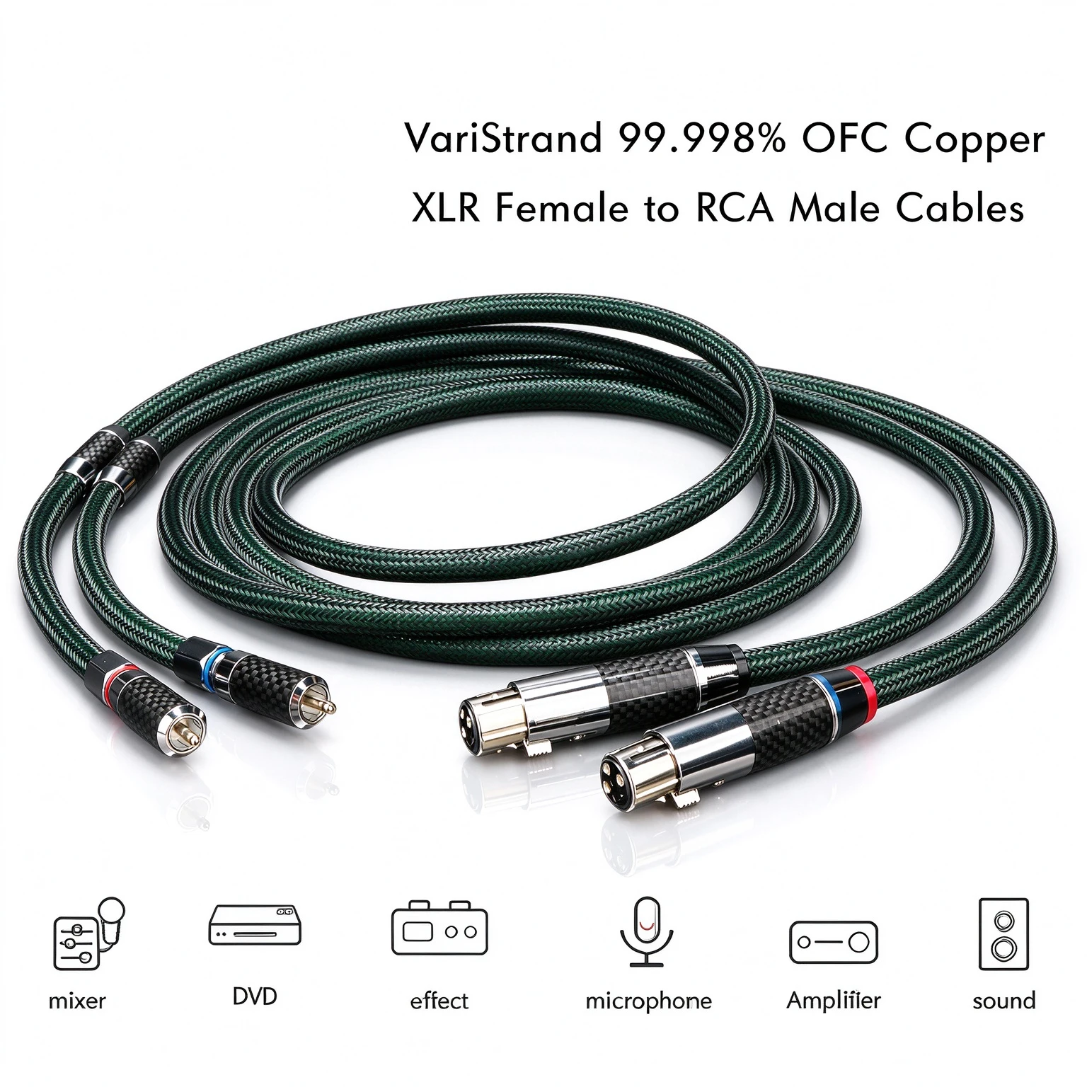 2RCA Cables Signal RCA Audio Cable for Speaker Box HDTV TV DVD AMP