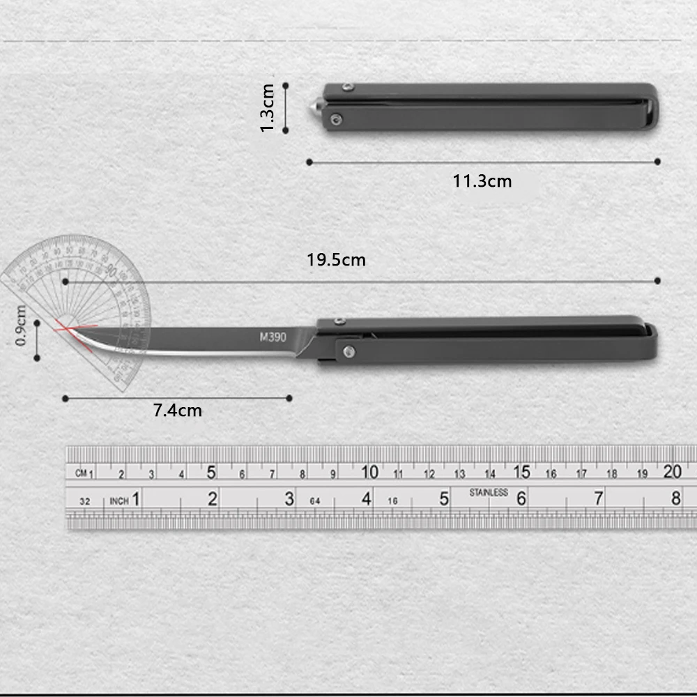 Mini cuchillo plegable de acero inoxidable para exteriores, hoja M390 EDC portátil, desboxeo, autodefensa, nuevo cuchillo pequeño giratorio