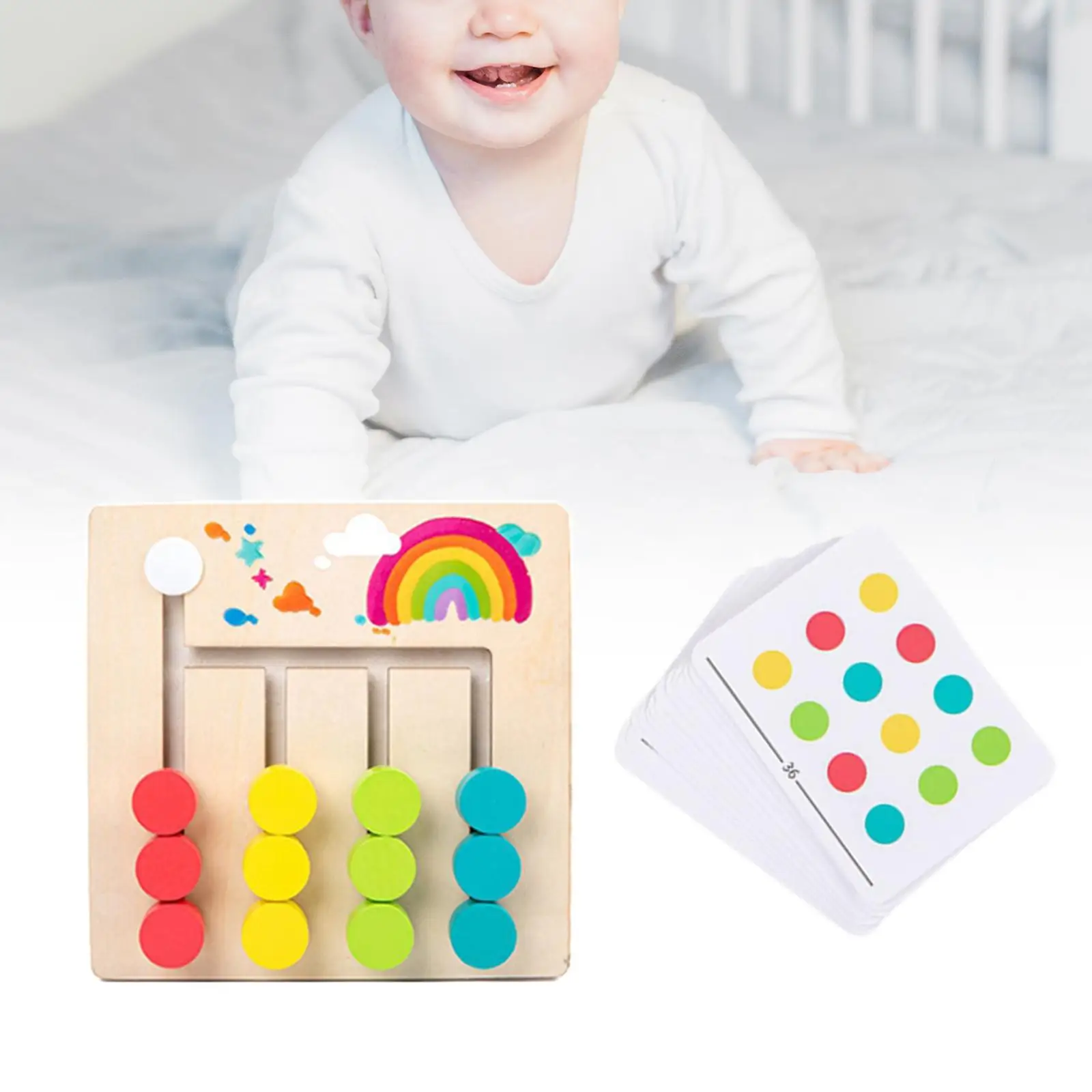 Color and Shape Matching Brain Teasers Logic Game Family Game Montessori Toys Slide Puzzle Board Games for Kids Birthday Gifts