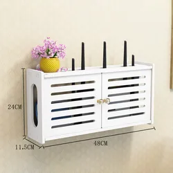 Wandgemonteerde Draadloze Router Rack Woonkamer Muurbevestiging Wifi Opbergdozen Muur Decoratieve Kabel Power Beugel Organizer Boxen