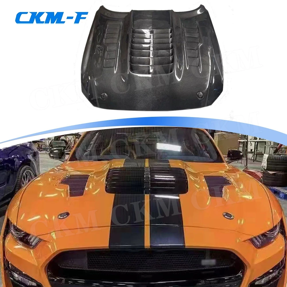 

M Style Carbon Fiber Front Bumper Engine Hood Cover Accessory For Ford Mustang 2015 2016 2017 FRP Engine Hood Bonnet Body Kits