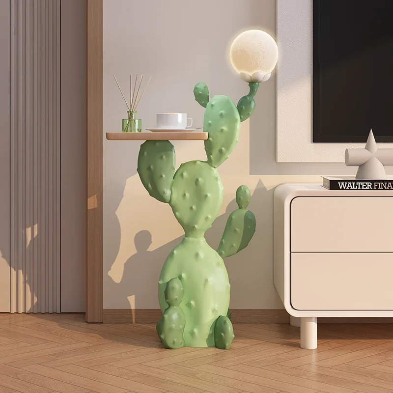 Large Modern Dopamine Cactus Floor Dual-Sided Sofa Side Table Unique Living Room Decor Safe Material Home Lighting
