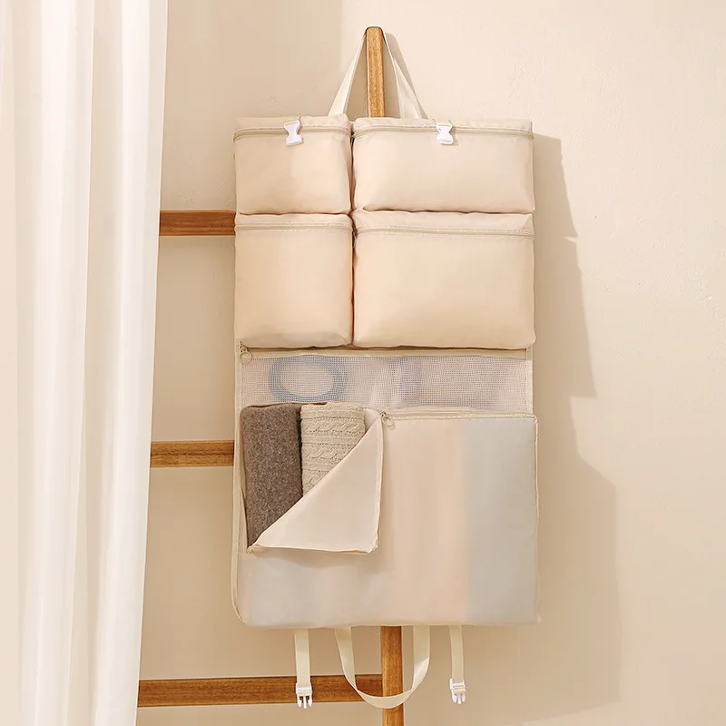 Travel storage bag portable 6-in-1 organizer suitcase clothes storage hanging organizer for underwear and lingerie