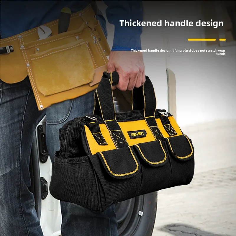 Deli Electrician Tool Bags Portable Thickened Oxford Cloth Toolbag Multifunction Large-capacity Hardware Tools Parts Storage Bag