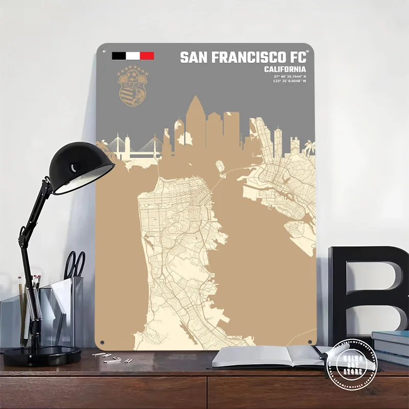 American Football San Francisco F.c California 3D Printed Texture Poster Personalized Wall Art Retro Metal Tin Signs for Decor