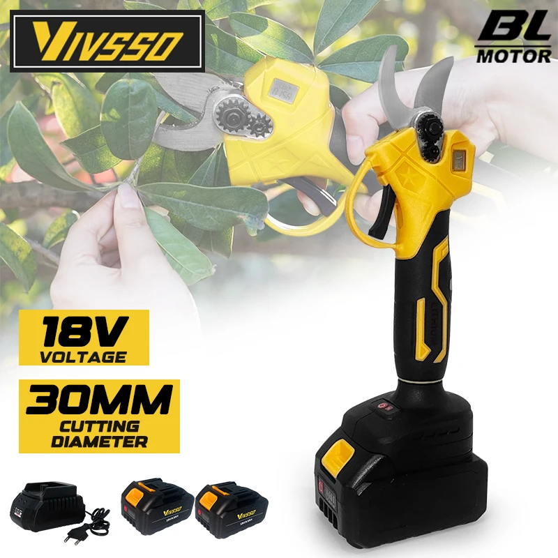VIVSSO Electric Pruner Pruning Shears Fruit Tree Bonsai Pruning Branches Cutter Landscaping Tool For Makita 18V Battery Pins