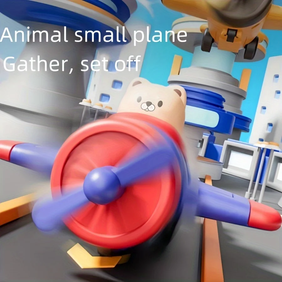 Manual Operation Cartoon Animal Plane Little Car Boy Press Forward Inertial Power Engineering Car Toy for Boys and Girls Gifts