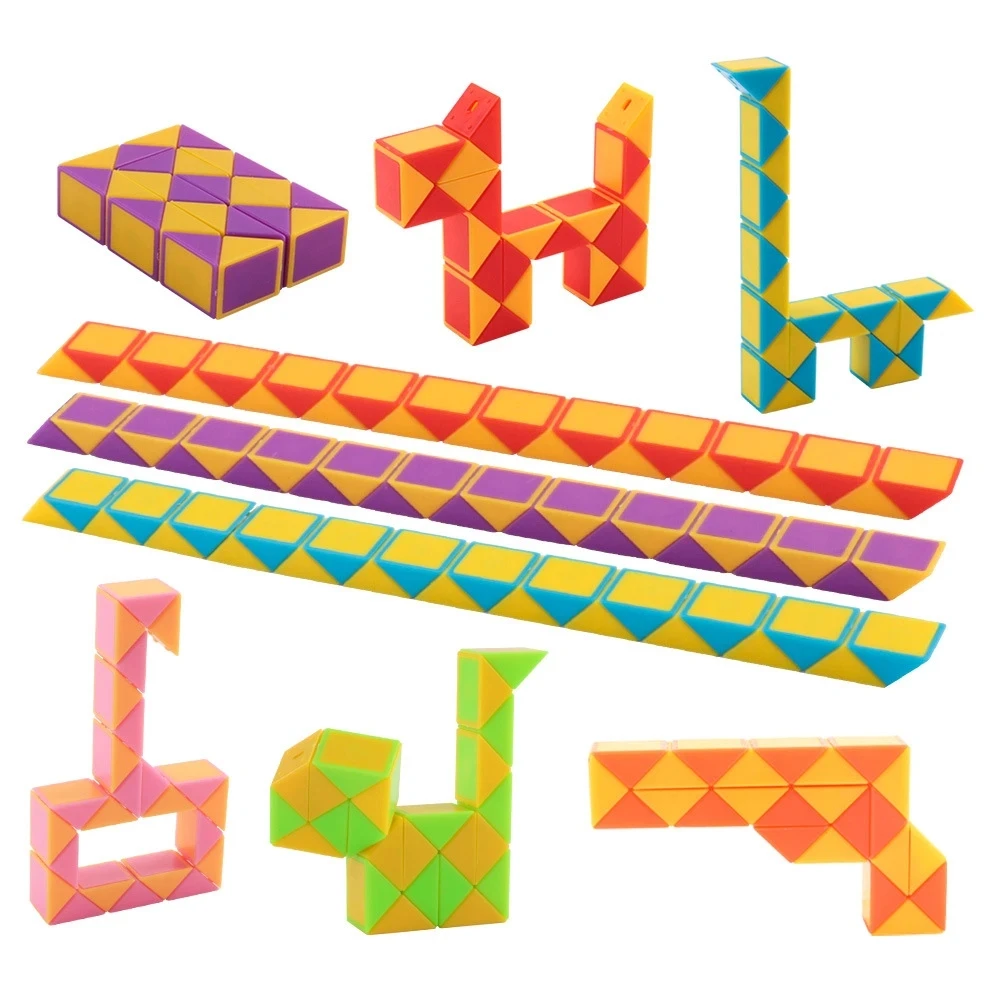 6Pcs/sets Folding Magic Snake Ruler Puzzle Antistress Cube Educational Toy Kids Birthday Party Favors Goodie Bags School Reward