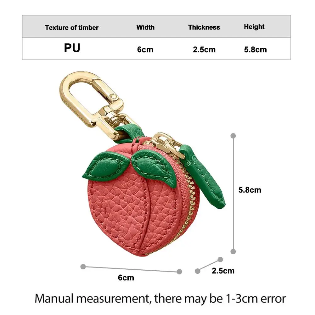 الإبداعية الفاكهة على شكل بو الجلود حقيبة قلادة لطيف سلسلة الفاكهة الصغيرة البرتقال الفراولة المفاتيح متعددة الوظائف عملة المحفظة