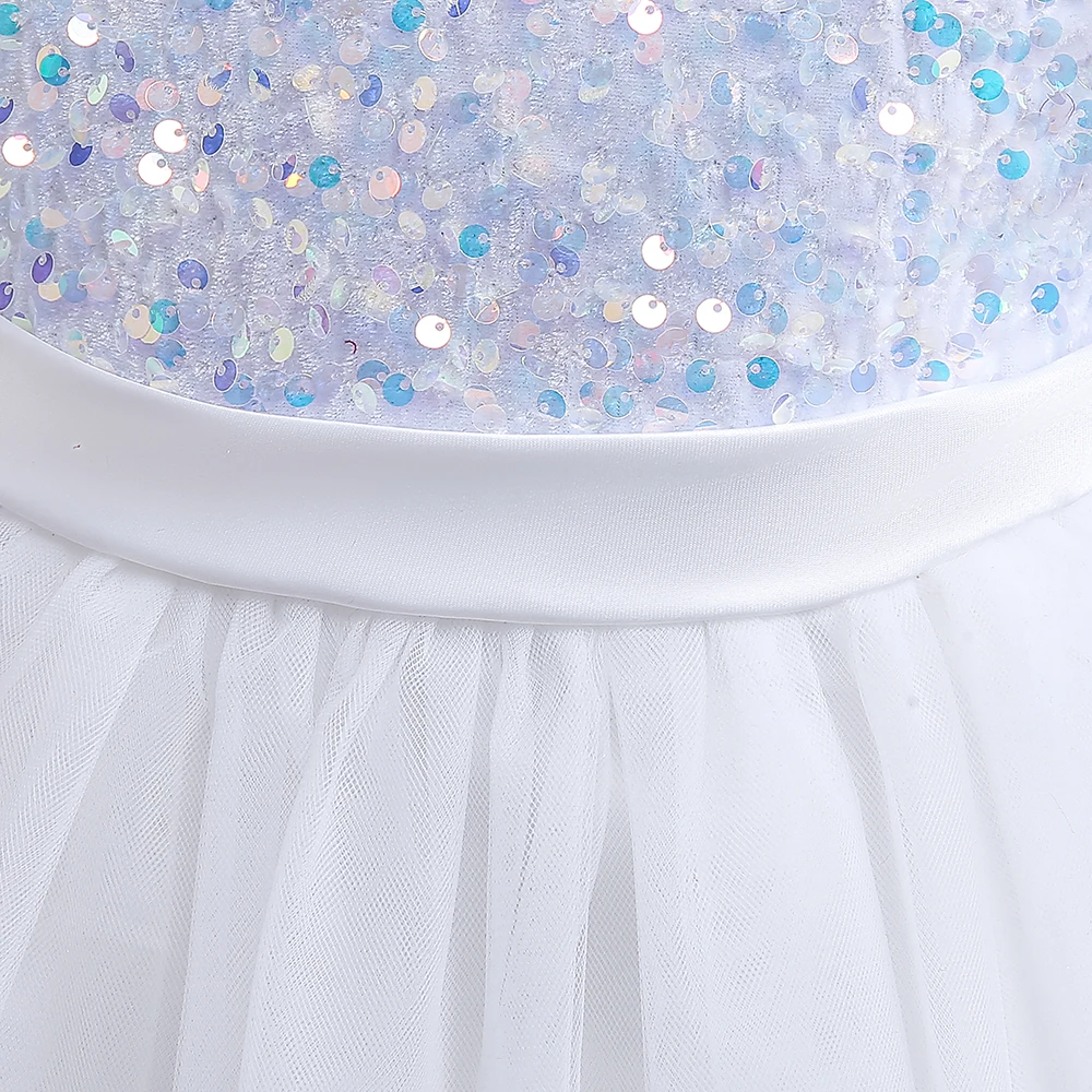 Sequin Birthday Wedding Party Dress For Girls Kids Christmas Pageant Tulle Ball Gown Puff Sleeve Sparkling Clothes Evening Wear