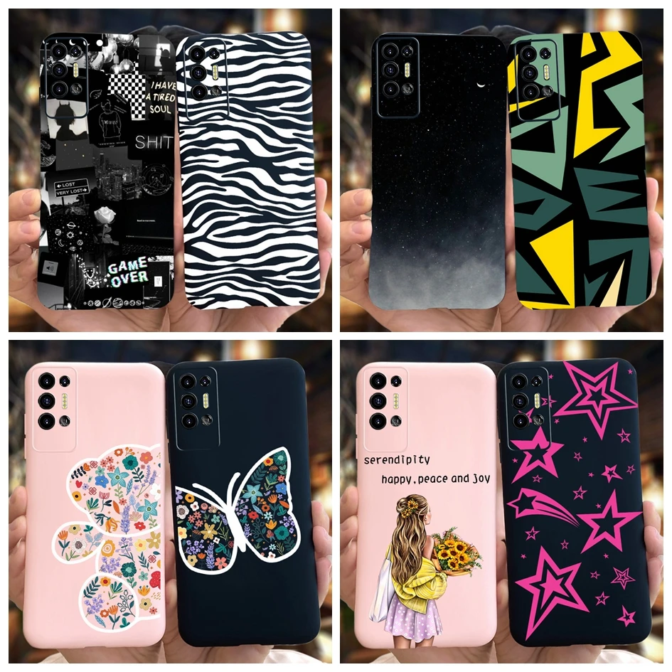 For Tecno Pova 2 Case LE7 LE7n Cute Fashion Cartoon Painted Frosted Cover For Tecno Pova 2 3 4 Phone Case Pova2 Pova3 Soft Coque