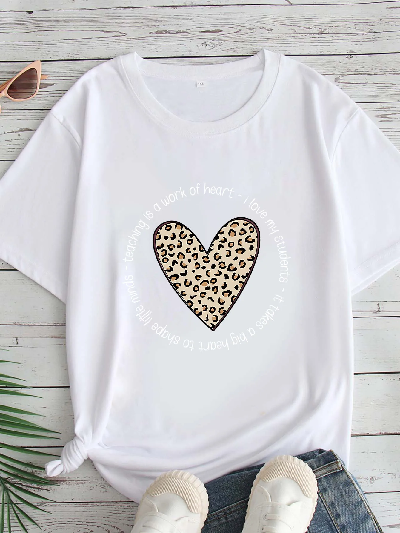 

Women's Large Size Printed round Neck Short Sleeve T-shirt 1-7XL Comfortable Casual Top in European Style
