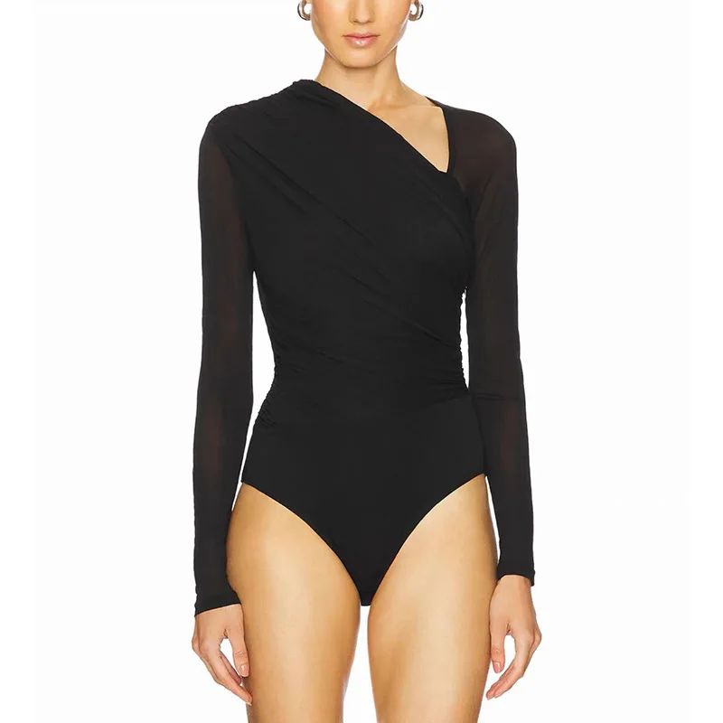 

Asymmetric Pleated Slim Fit Pants Design Sensation Cross-Border New Style 2026 Elegant Sexy Lady's Romper