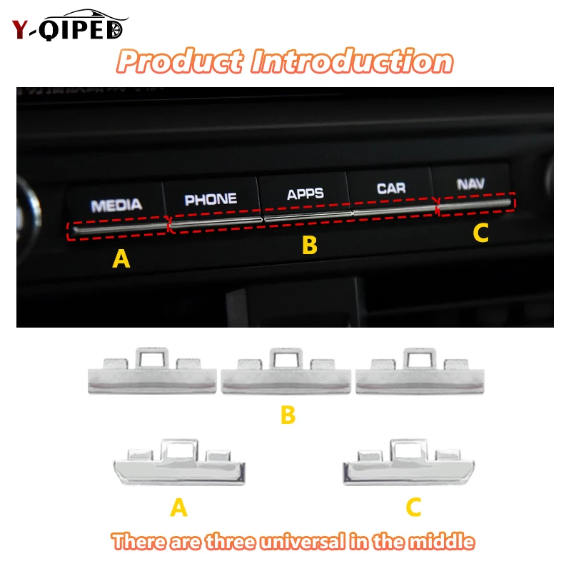 Car Central Control Media Phone Apps Nav Buttons Navigation For Porsche Macan 2018-2023 Electroplated bright strip Decorative