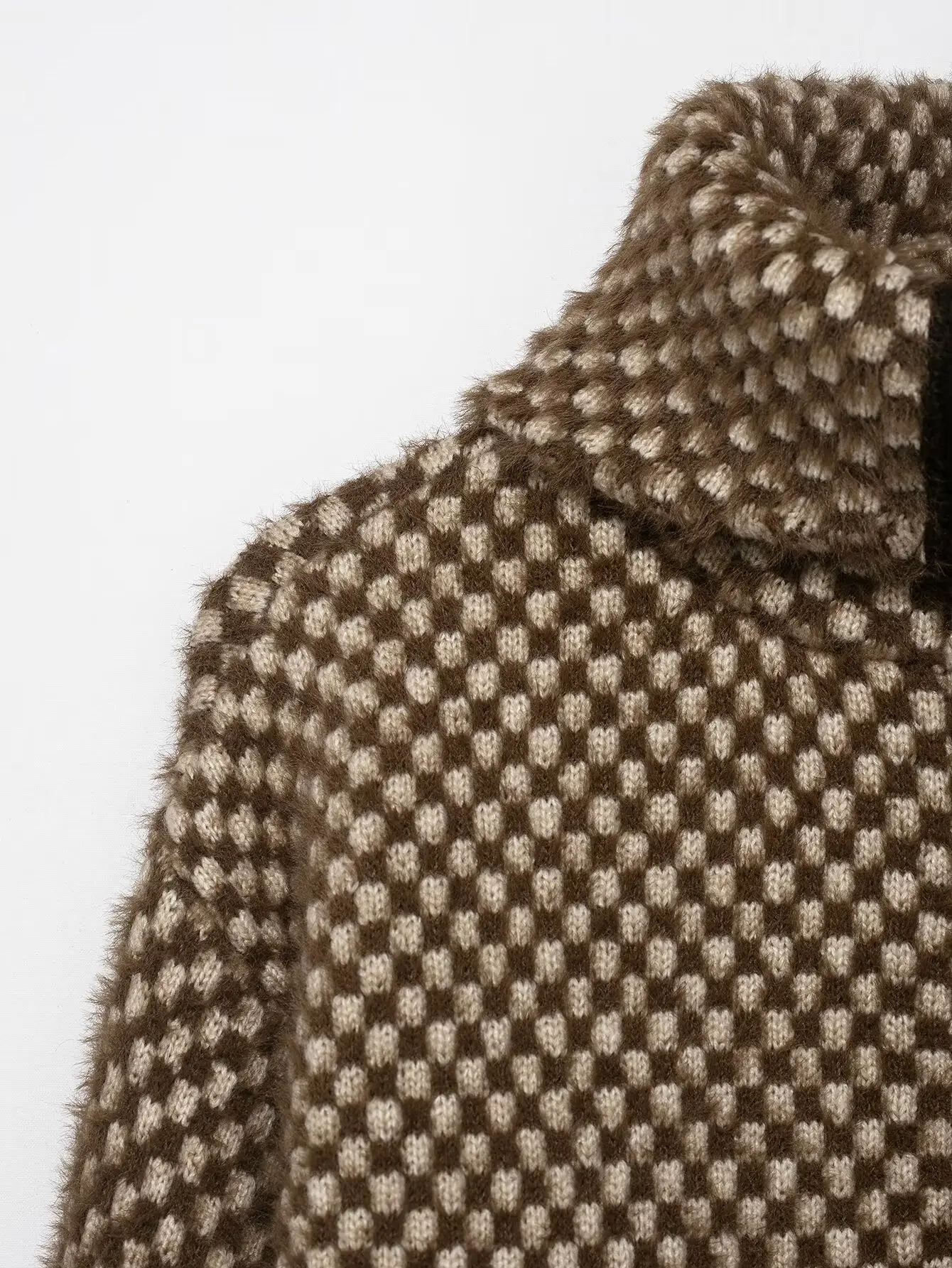 سترة سترة فضفاضة ونحيفة للخريف والشتاء مع تأثير من الفرو الصناعي وياقة عالية وسحاب #6