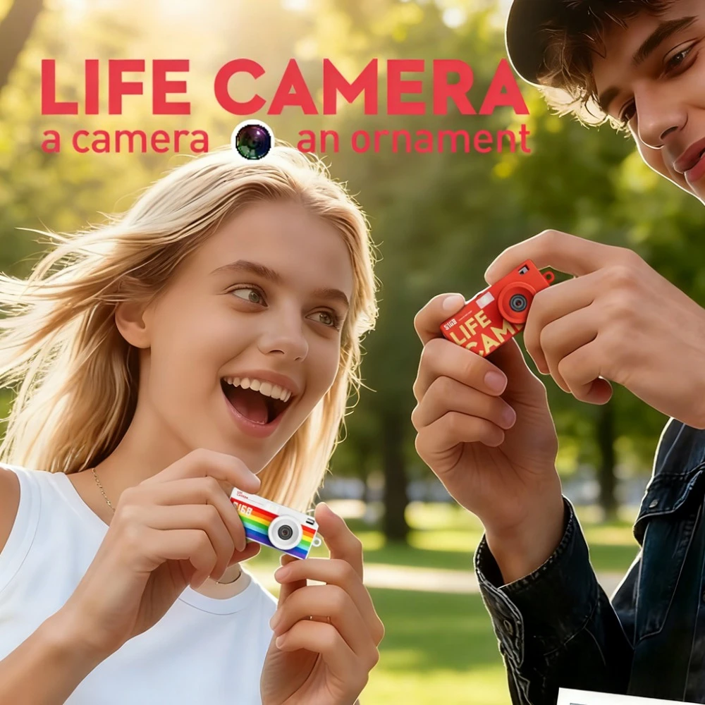 Mini Life Camera 2K HD Video Recording Portable Keychain Camera Ultra Thin Retro Colorful Small Camera for Students Kids Gift