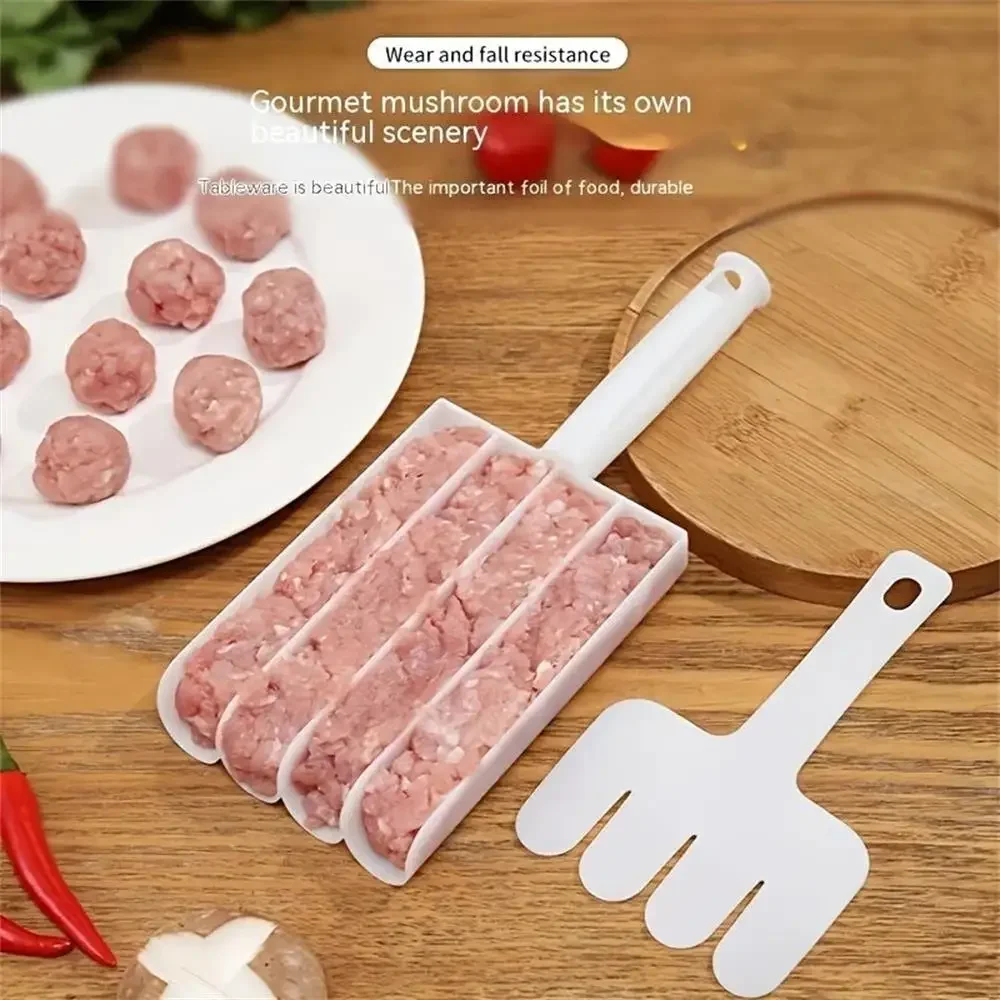 1pc Kitchen Quadruple Rice-meat Dumplings Maker Fish Meatball Household Mold  Spoon Meat Filling Processo