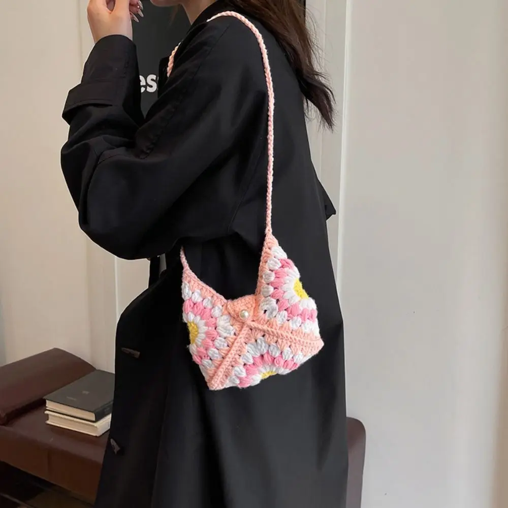 

Летняя сумка через плечо Вязаная крючком Цветочная вязаная сумка Богемный подсолнух Вязаная крючком сумка через плечо Сумка Выдолбленная пляжная сумка Открытый