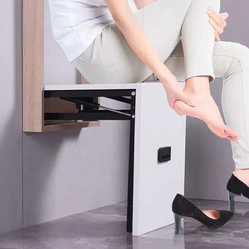 Wall Mounted Foldable Shoe Changing Stool Space Saving Hallway Bench Home Entryway Invisible Storage Waterproof Bathroom Seat