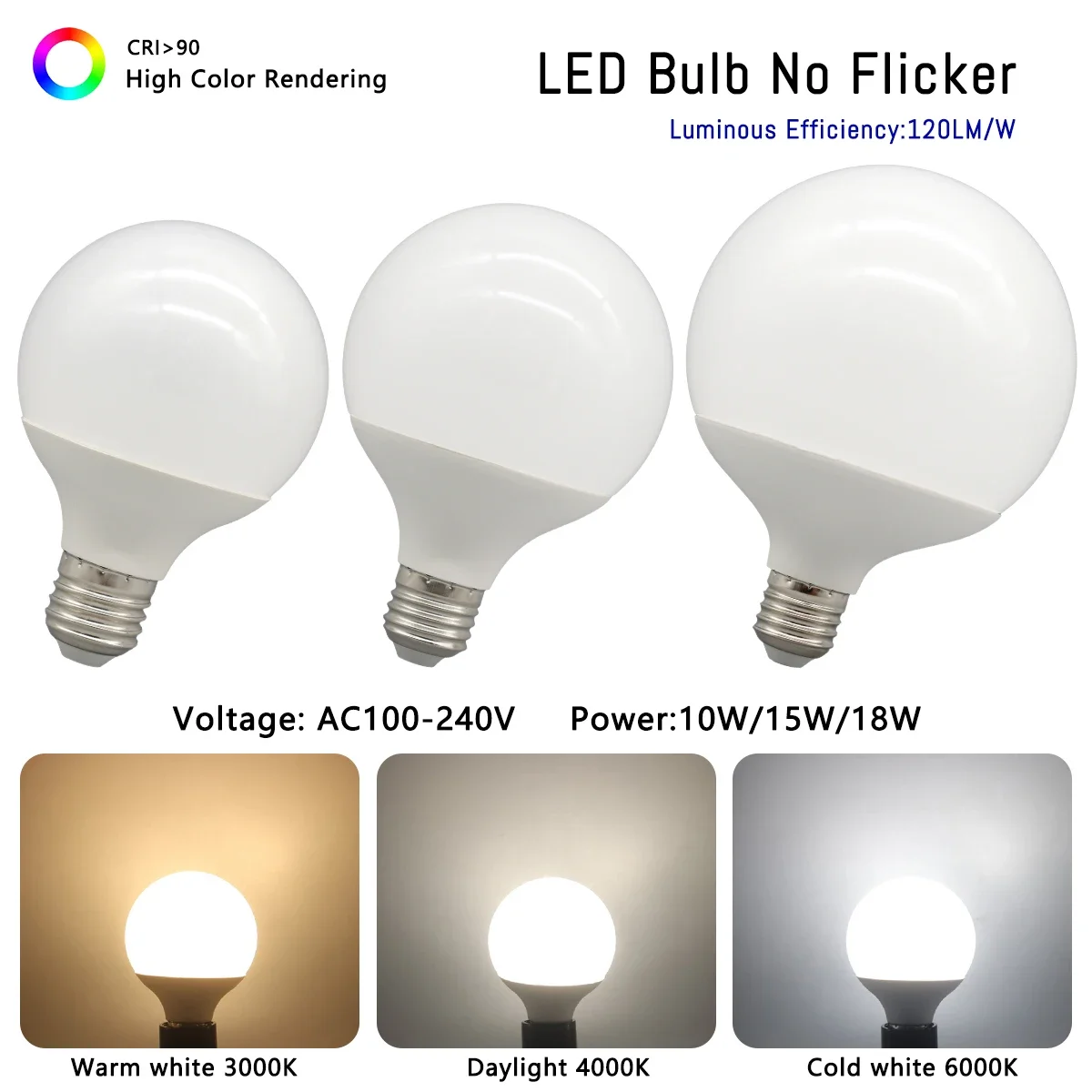 2PCS E27 LED Bulb G80 G95 G12010W 15W 18W AC 220V 110V Energy Saving Global Light Lampada Ampoule Led Lamp Vanity Light Bulbs