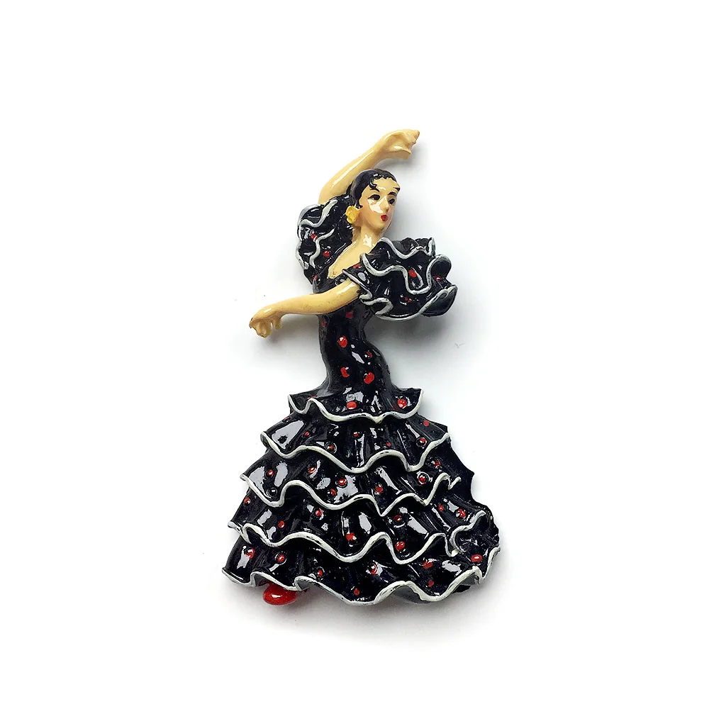 Various styles of Spanish Barcelona Flamenco dance skirts, available in black, red, and colorful designs - suitable for kitchens