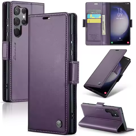 CaseMe for Samsung Galaxy S23 Ultra S22 Plus S21 S20 FE S10 Note 20 10 Leather Flip Wallet Case Magnetic Card Holder Phone Cover