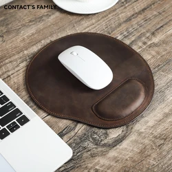 Retro Genuine Leather Mouse Pad with Non Slip Comfortable Wrist Rest Durable Ergonomic Thicken Mice Mat Home Office Supplies