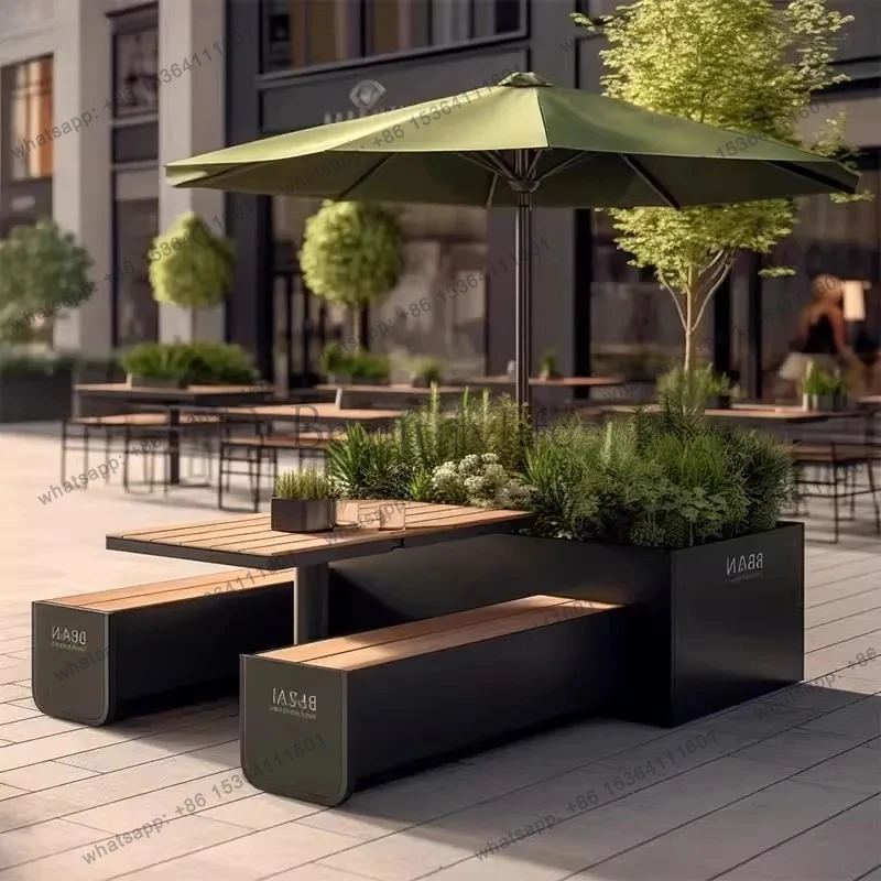 

Outdoor Iron Art Flower Box Shop Outdoor Seating Stool Table Chair Leisure Card Seat Combination Flower