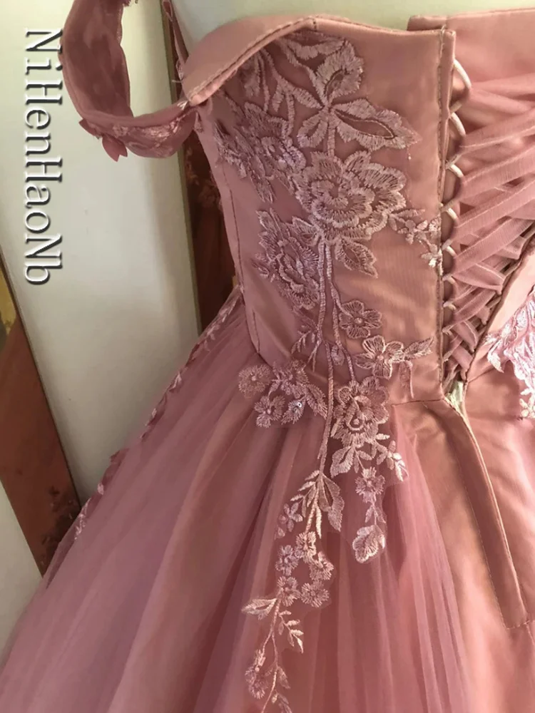 Vestidos de quinceañera rosa, vestido de fiesta de flores dulces, vestido de baile de encaje de lujo, vestido de fiesta de foto Real, vestido bohemio