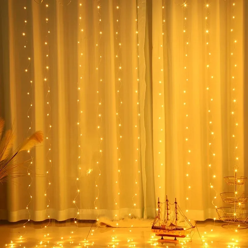 USB Curtain LED String Lights Bedroom Decor 8 Modes Fairy Lights Christmas Garland Light Holiday Christmas Valentine\'s Day Decor