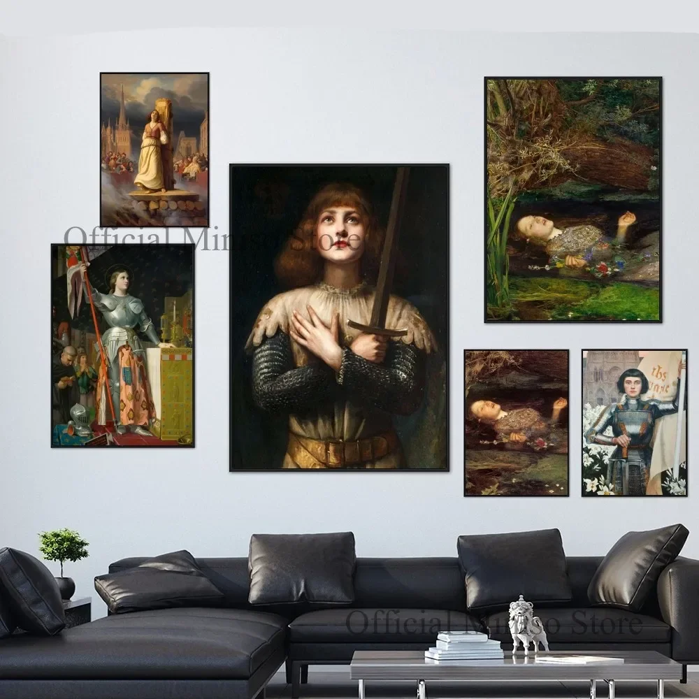 1pc Joan Of Arc John Everett Millais Poster Self-adhesive Art Poster Waterproof Paper Sticker Coffee House Bar Room Wall Decor