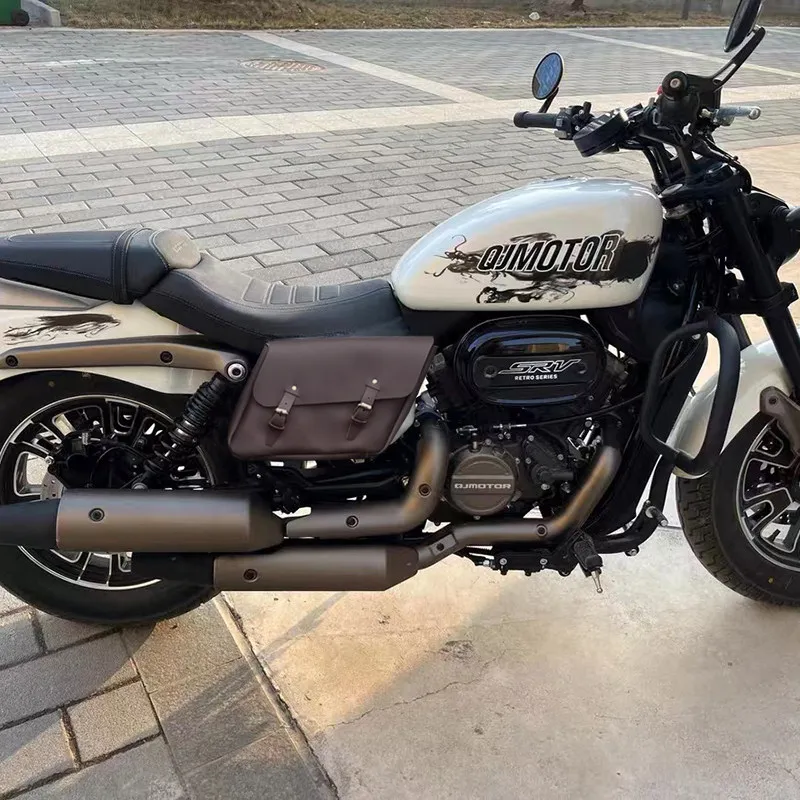 【Premium】For QJMOTOR Flash 350 side ugly bag, fuel tank side bag, motorcycle modification, retro calfskin locomotive diagonal