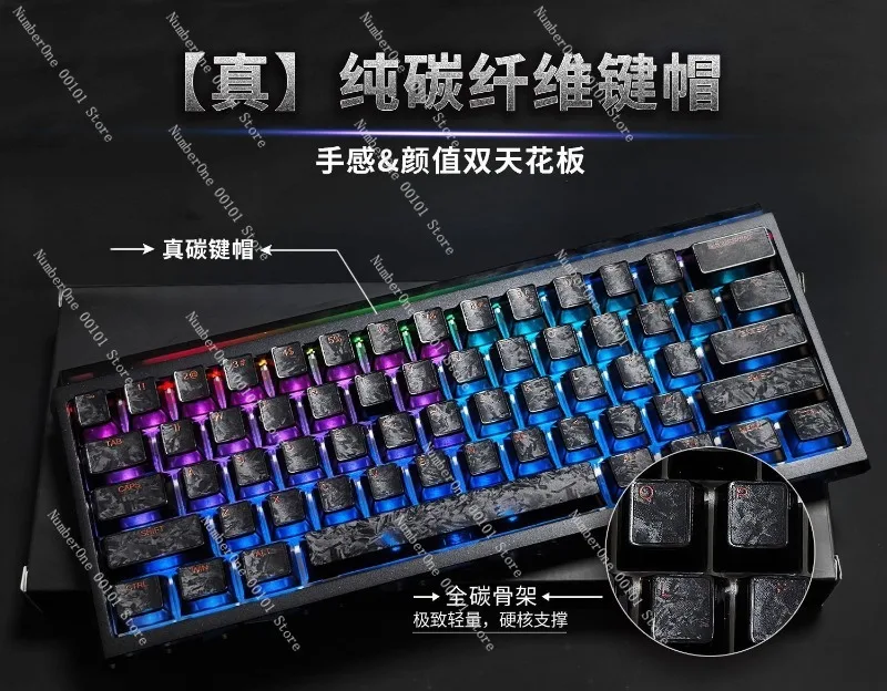 Carbon Fiber Keycaps OEM Profile Custom Side Engraved Backlit Shine Through Caps for Magnetic Switch Mechanical Keyboard