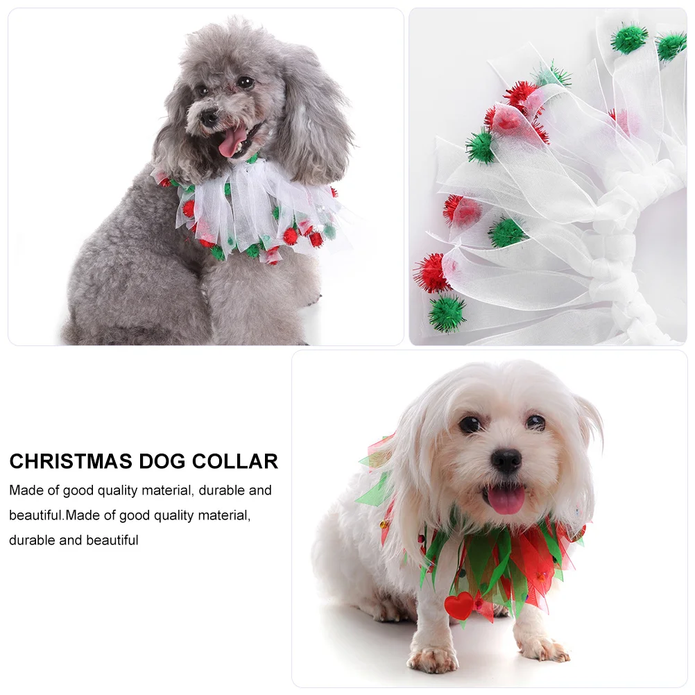 

2Pcs Christmas Pet Collar Soft Lightweight Polyester Ribbon Neckband for Holiday Party Birthday Decoration Festive Atmosphere