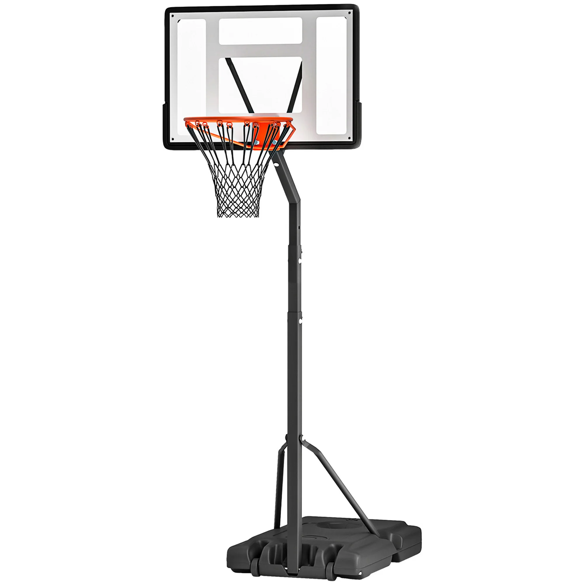 Draagbare buitenbasketbalring met bord, verstelbare ringhoogte 2,55-3,05m, met zware wielenbasis voor tuin en erf
