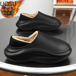 Eva Slippers Slipper for Men Slip-on Trendy All-match Hard-wearing UOSU Warm Plush Winter Shoes for Home Man Hot Sale New Style