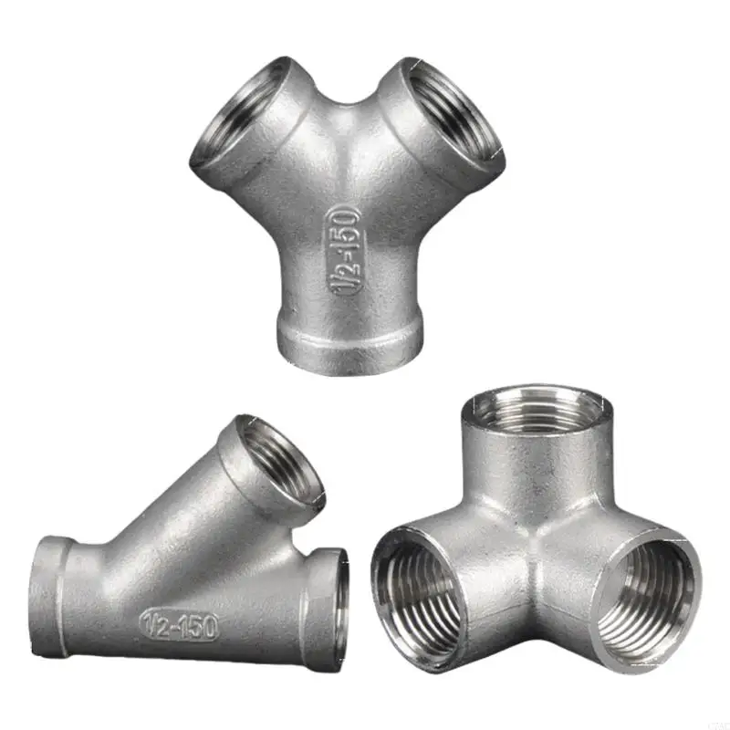 C7AC 304 Stainless Steel Elbow Tees Joint Y Shaped 45 Degree Oblique Threaded Pipe Fittings Suitable for Home&Industrial Use