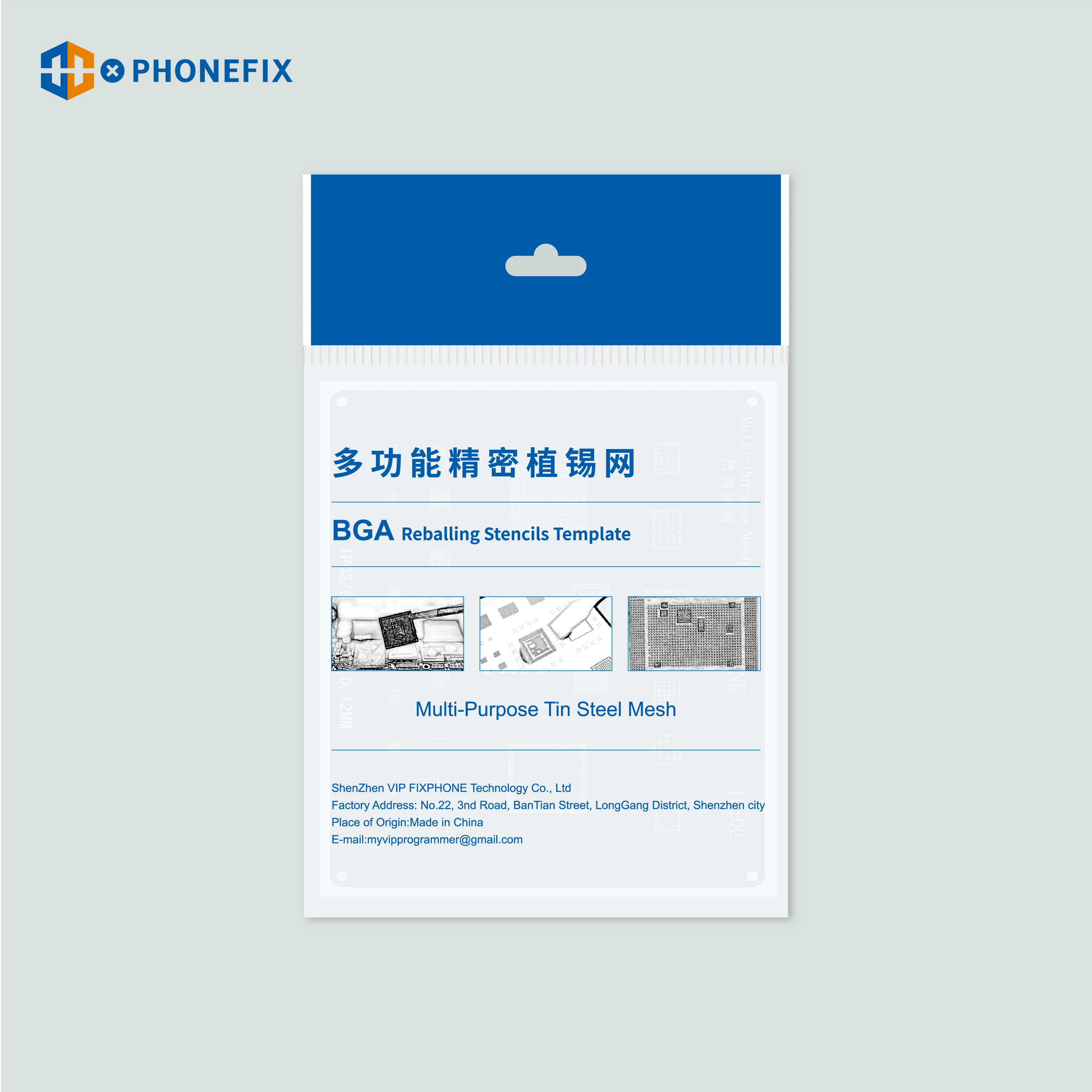 Phonefix Universal Square Hole BGA Reballing Stencil Multi Type Tin Plainting Steel Mesh Direct Heating BGA Template for iPhone