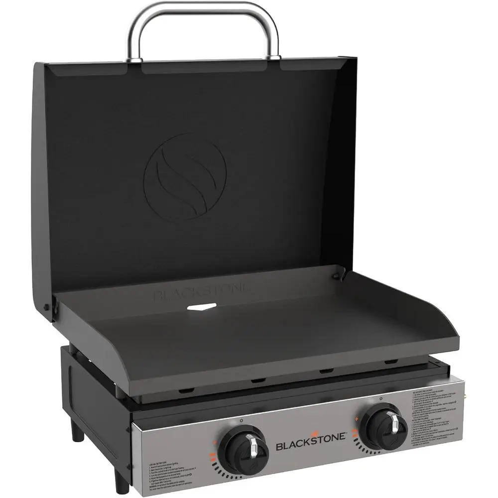 

1813 Original 22” Tabletop Griddle with Hood and StainlSteel ront Plate, Powder Coated Steel, Black