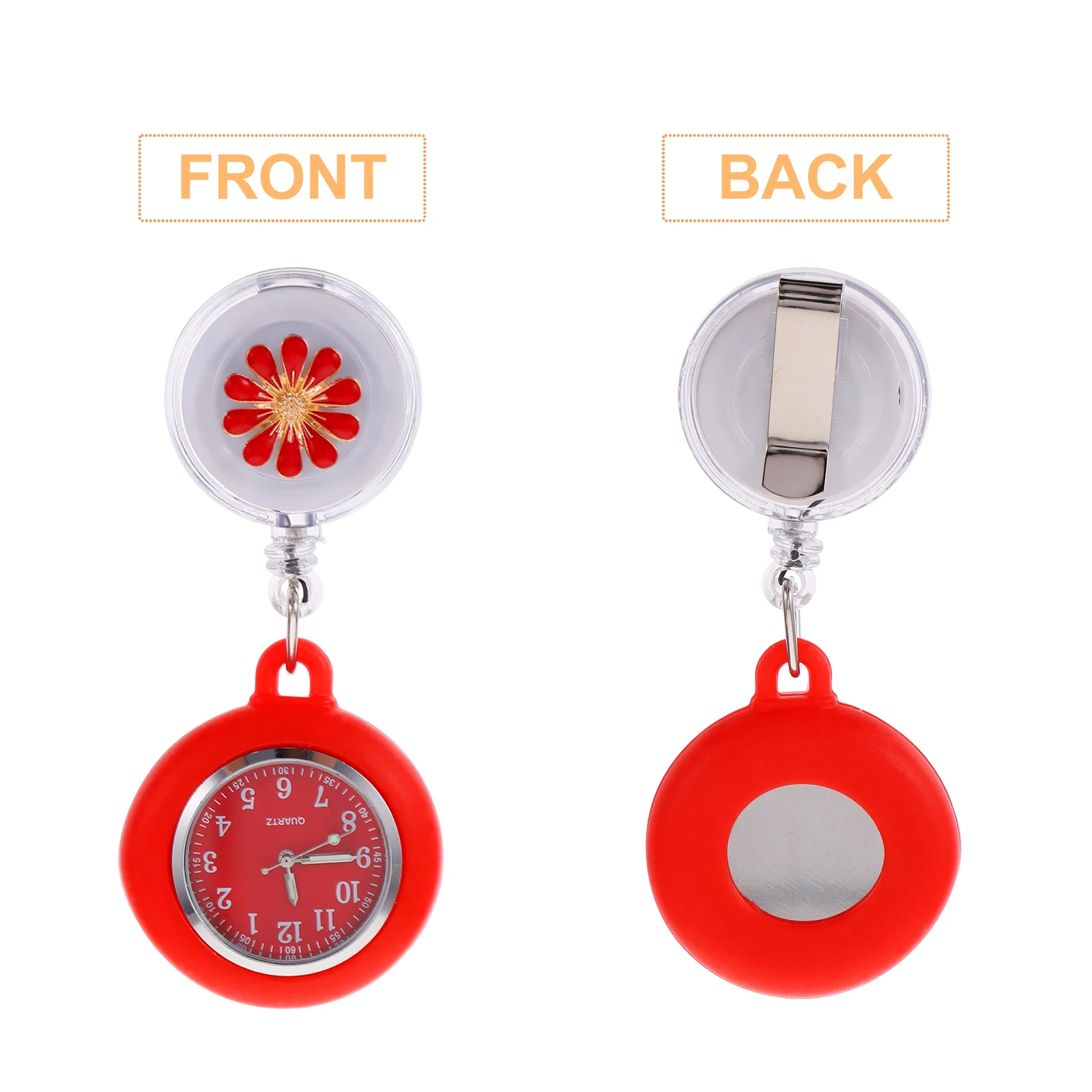 

Nurse Pocket Watch Retractable Alloy Glass Material Boutonniere Pins for Women Nurses Timepiece