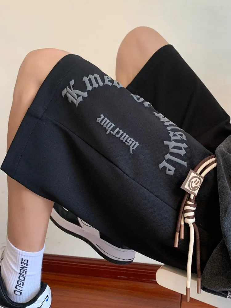 

Мужские летние спортивные шорты в американском ретро-стиле, повседневные, свободные, с принтом, прямые, средней длины