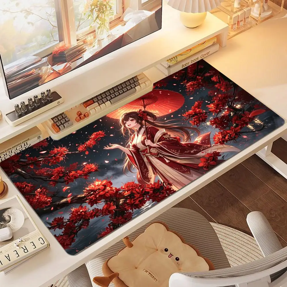 Japanese purple dress riverside maple beauty e-sports mouse pad thick riverside maple night art oversized office desk gaming pad