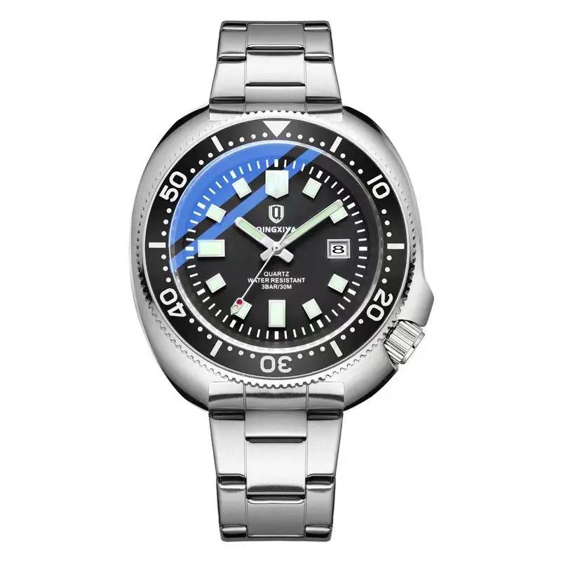 New business men's watch personalized fashion sports steel belt trend temperament luminous waterproof quartz watch