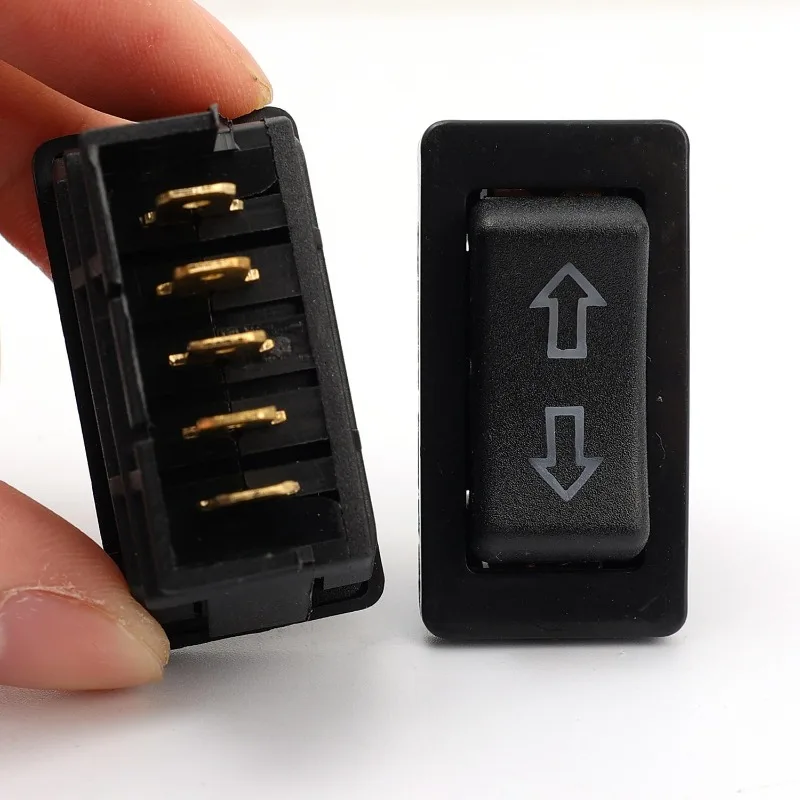 Electric Car Window Lifter Switch Button 5 Pin 12V 20A Universal Auto Power Control Master Red/Blue LED Light Interior Accessory
