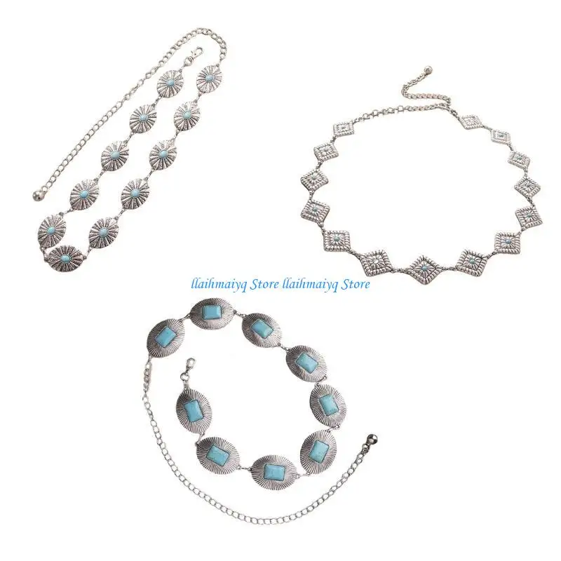 

573B Belly Chain For Dress Turquoise Waist Chain Chain Belt Women Waist Chain