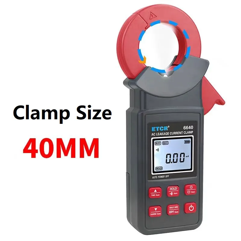 ETCR6640 AC 0.00mA-300A AC Clamp Leakage Current Meter Lithium Battery Unique CT Technology Blue-tooth Magnetic Shielding
