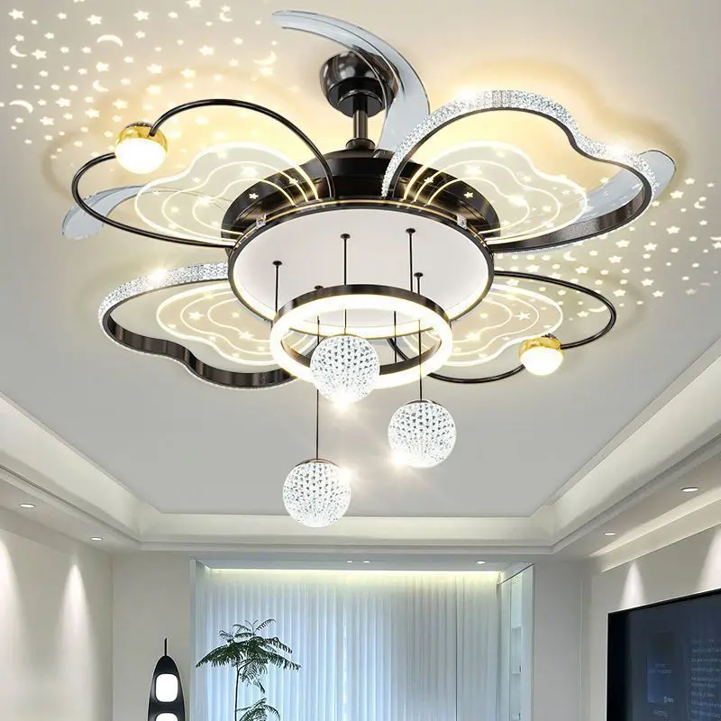 Luxurious Invisible Ceiling Lights 42 Inch Home Decoration Living Dining Room Bedroom Ceiling Mounted Electric Ceiling Fan Lamps